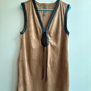 Anthropologie Brown Suede Dress with Black Accents